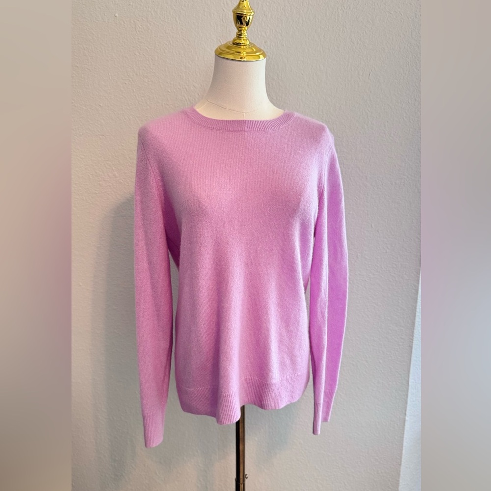 NORDSTROM 100% Cashmere Soft Lavender Purple Pink Crew Neck Sweater - Picture 3 of 14